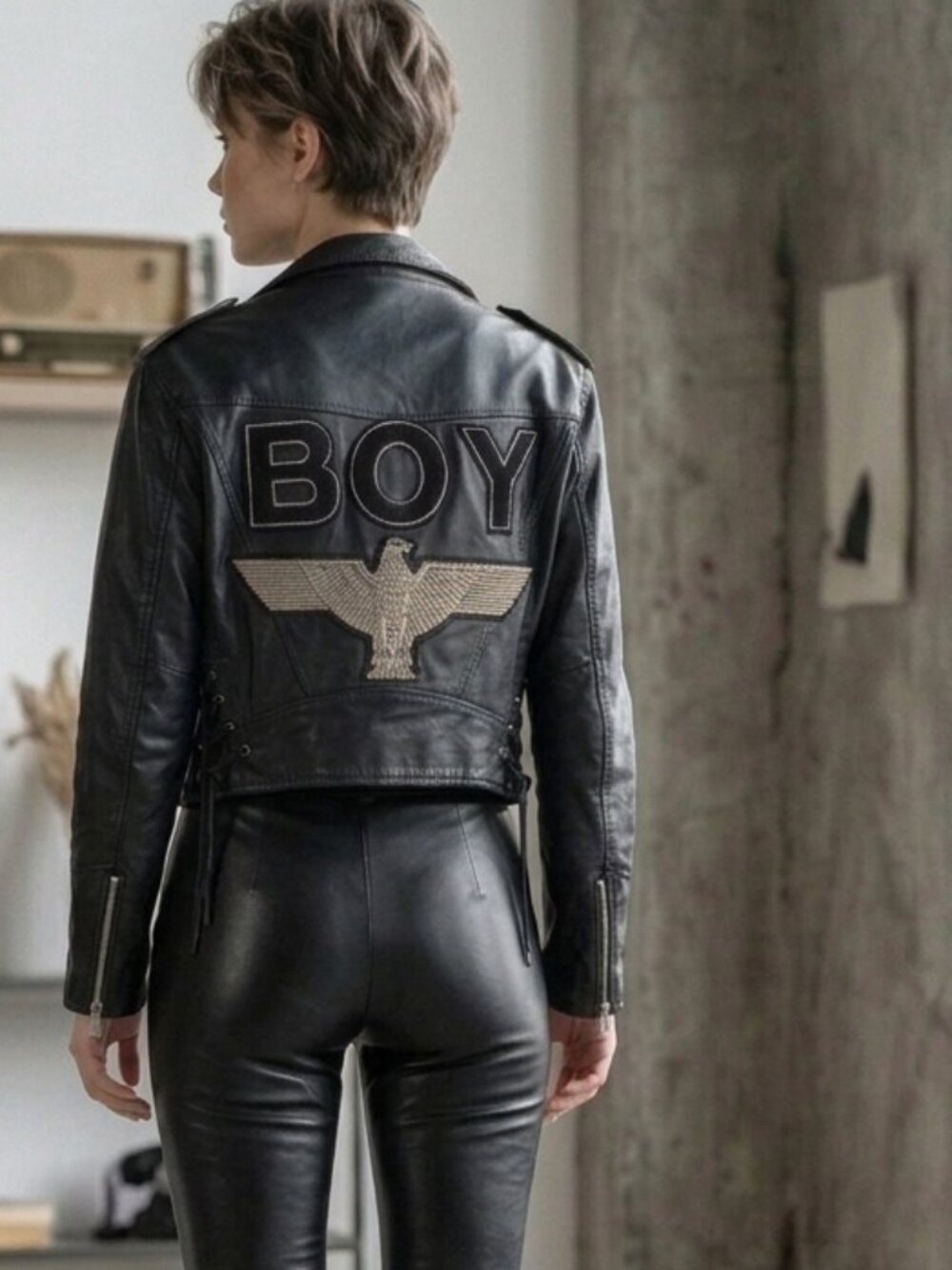 Authentic BOY London Vintage 1993 Crop Black Leather Moto Jacket sz S-So COOL!